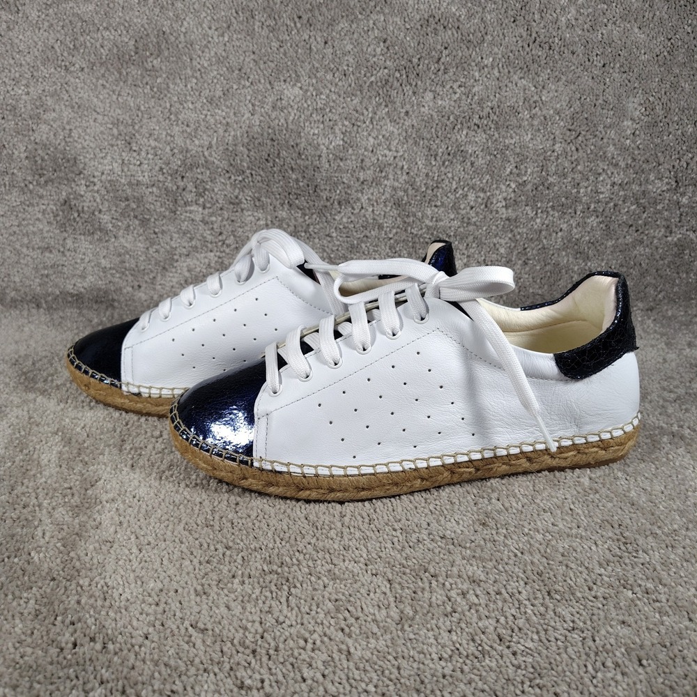 Andrew Stevens Terra Espadrille Sneakers White Blue Metallic Womens 41